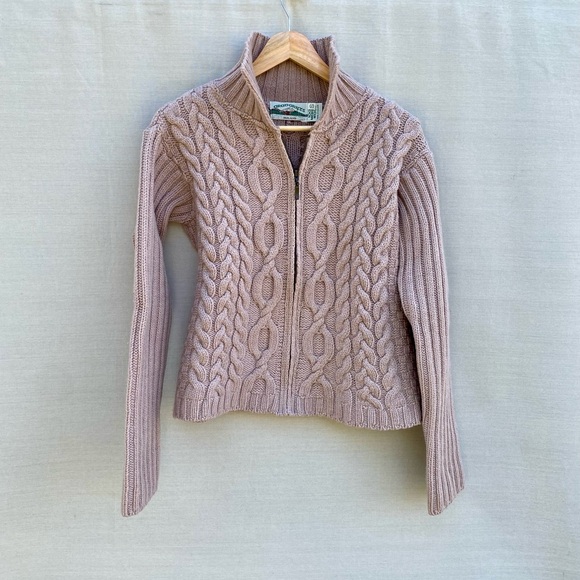 Aran Crafts Sweaters - Aran Crafts Cable Knit Zip-Up Sweater